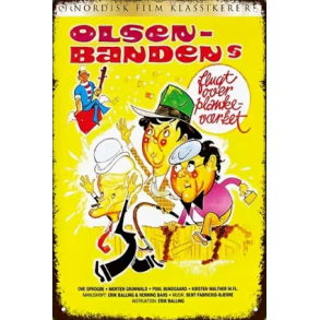 Olsen Bandens Flugt over plankevrket - Metal Skilt 20x30cm